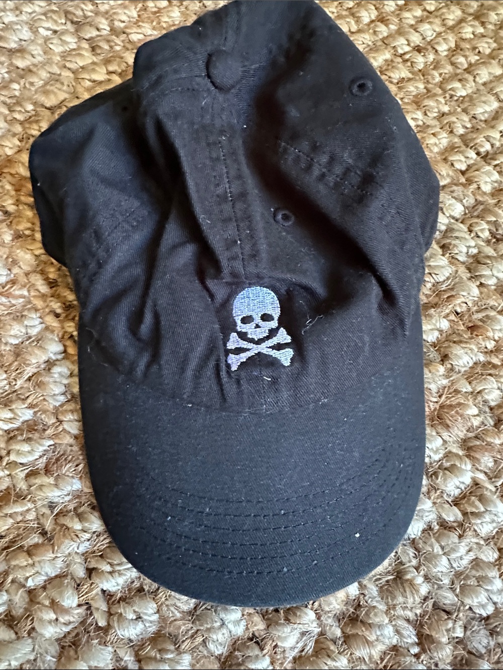 Black Skull Embroidered Cotton Baseball Cap for Men